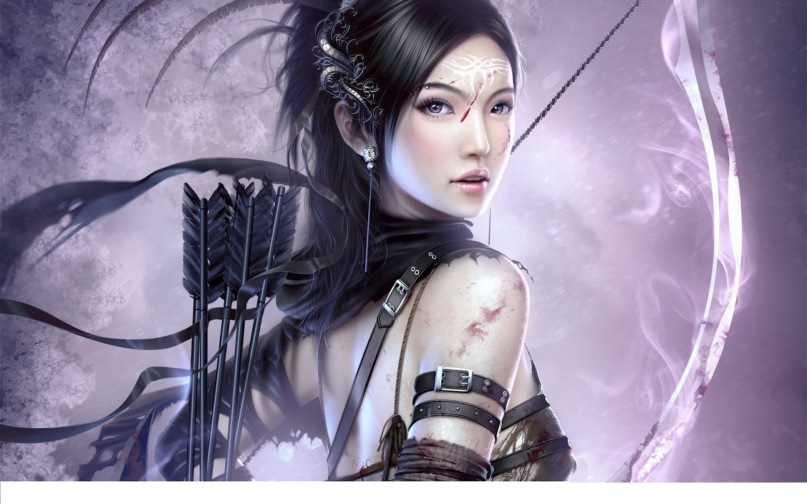 anime warrior wallpaper,cg artwork,beauty,black hair,fictional character,illustration