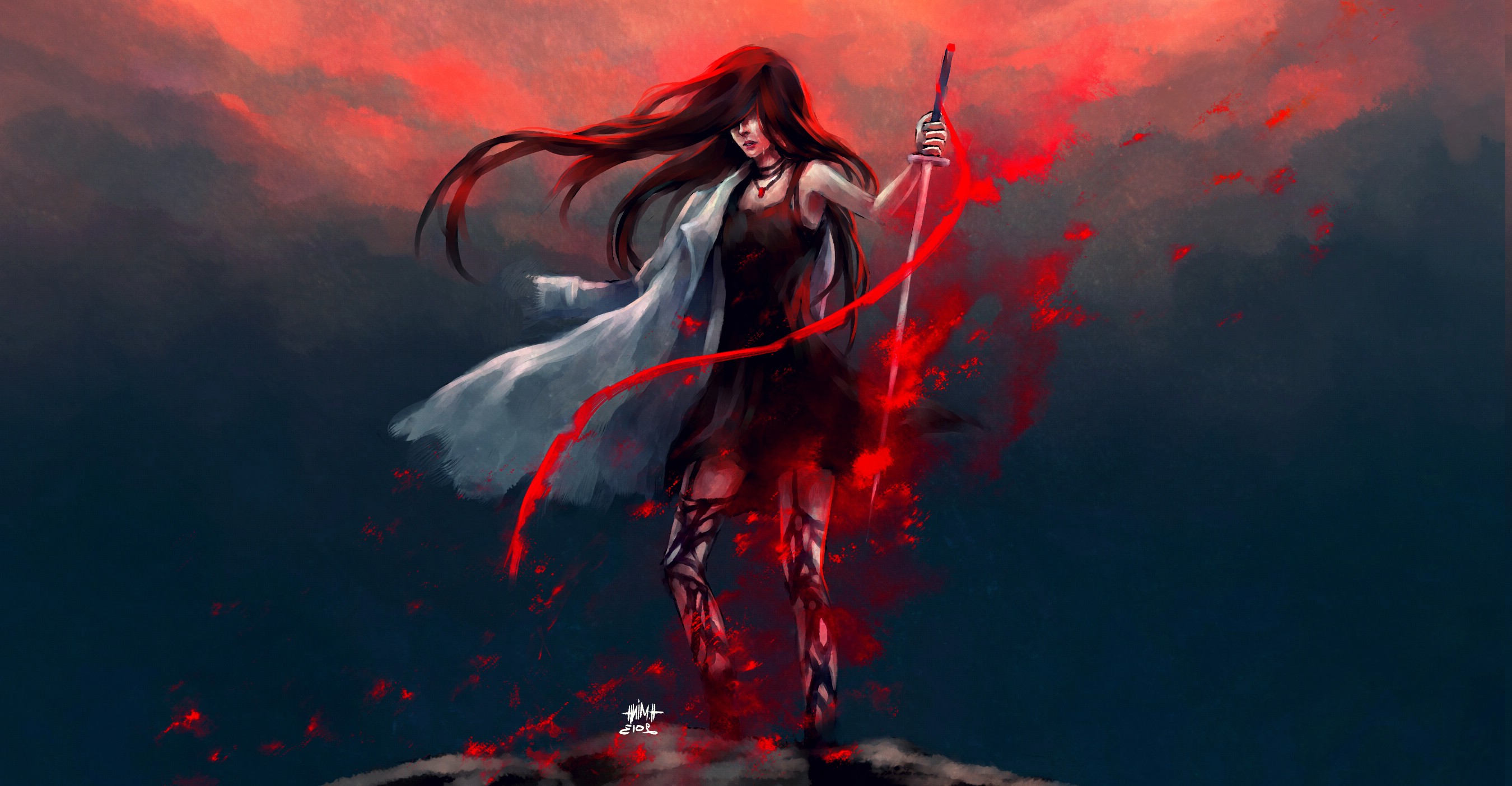 anime warrior wallpaper,cg artwork,red,demon,illustration,fictional character