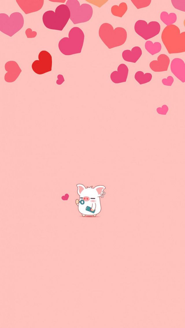 pig iphone wallpaper,pink,heart,design,font,pattern
