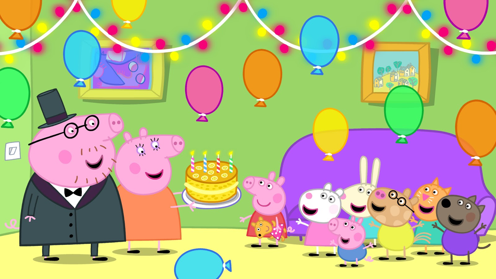 peppa pig wallpaper hd,cartoon,illustration,art,happy,child