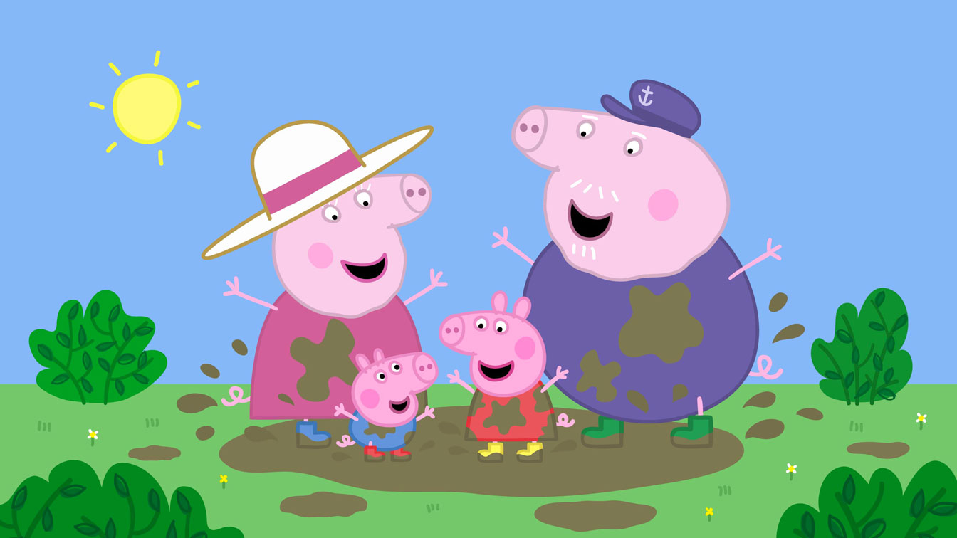 peppa pig wallpaper hd,cartoon,animated cartoon,illustration,suidae,domestic pig