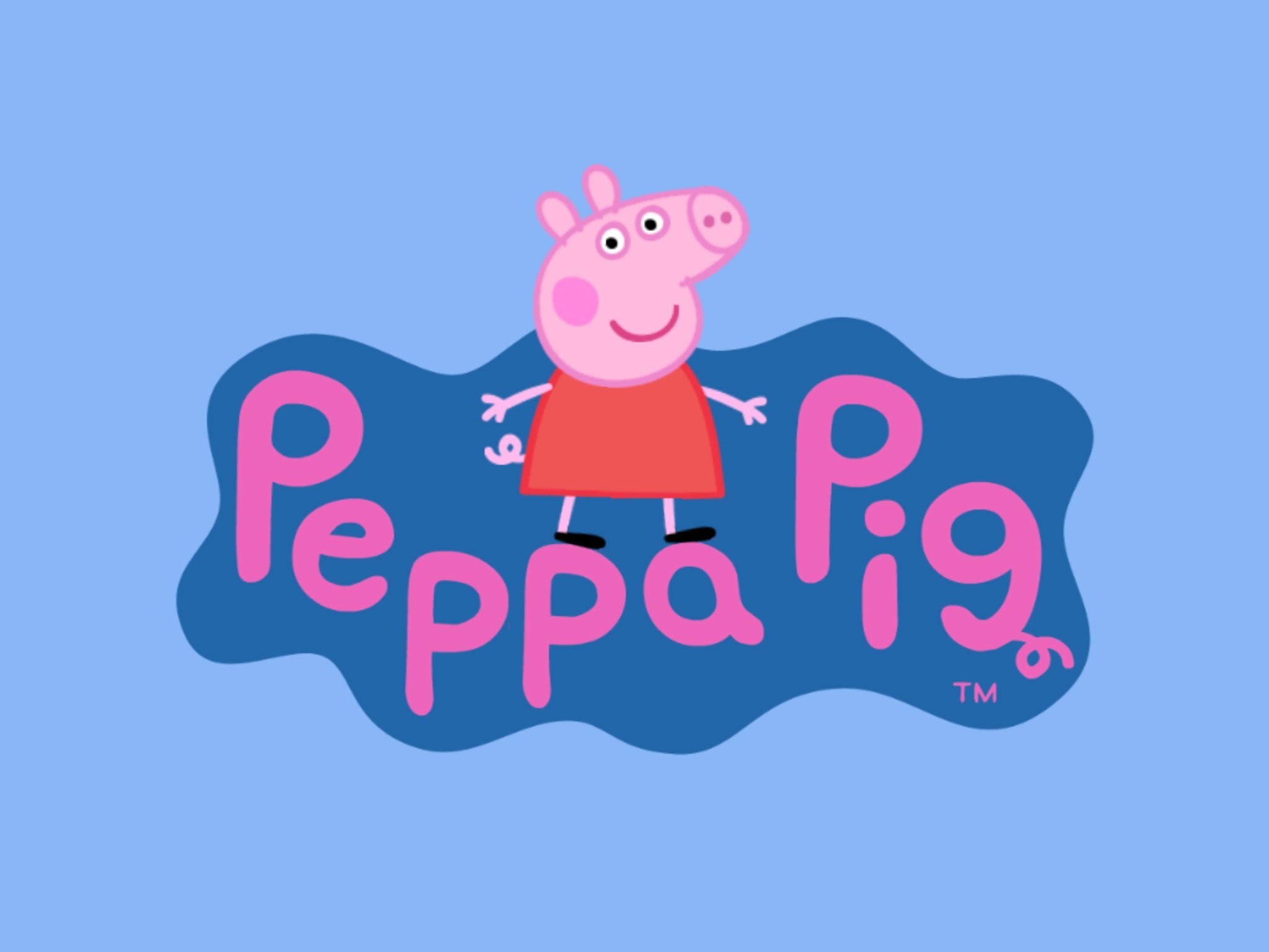 peppa pig wallpaper hd,pink,text,cartoon,logo,font