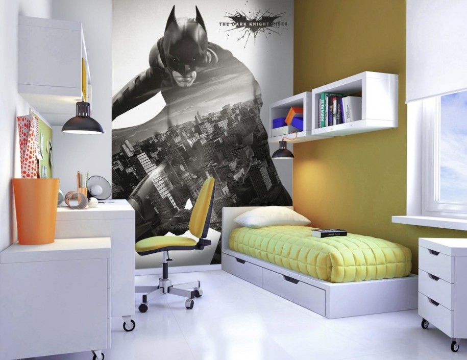 batman dormitorio fondo de pantalla,mueble,habitación,diseño de interiores,dormitorio,pared