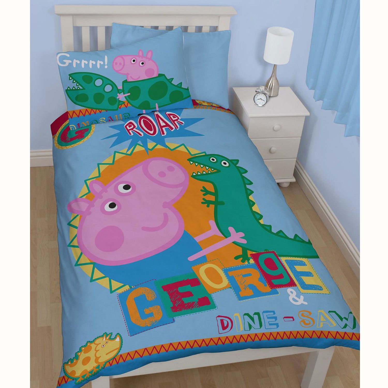 peppa pig bedroom wallpaper,bedding,turquoise,product,bed sheet,textile