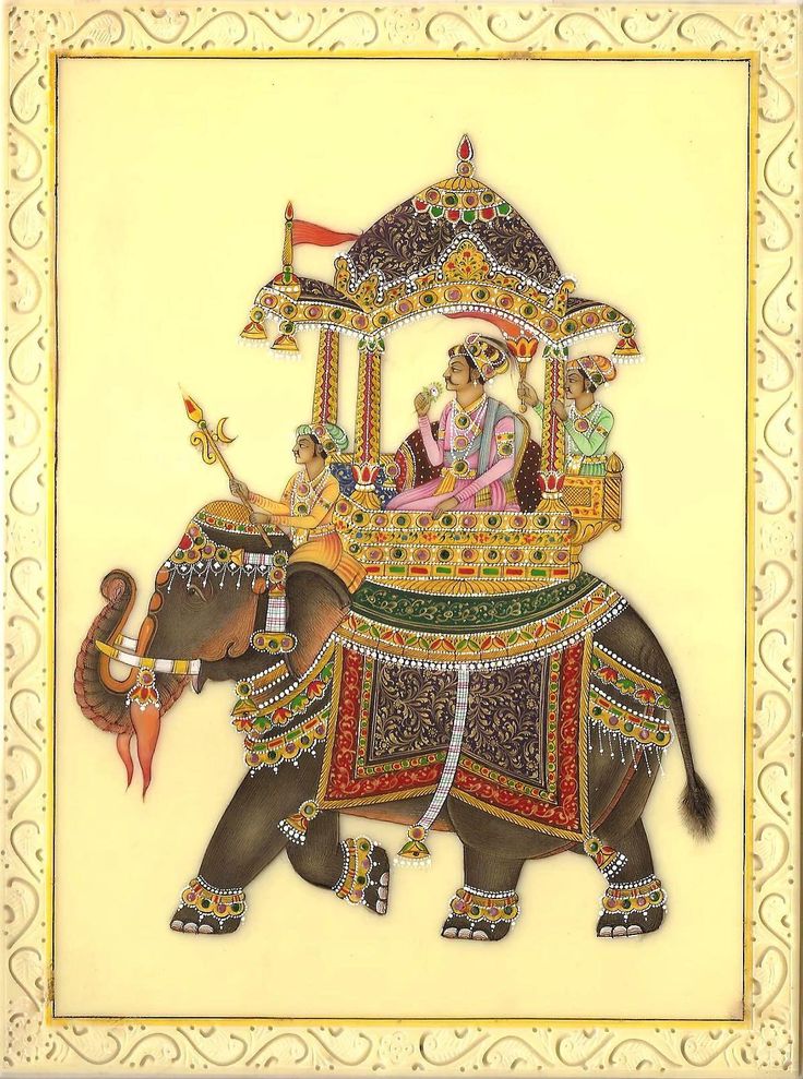 ムガール壁紙,インド象,象,象とマンモス,アート