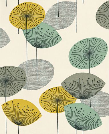 papier peint horloges de pissenlit sanderson,ligne,parapluie,plante,modèle