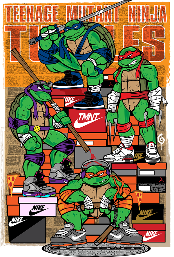 fond d'écran de dessin animé de nike,personnage fictif,tortues ninja mutantes adolescentes,super héros,fiction,des bandes dessinées