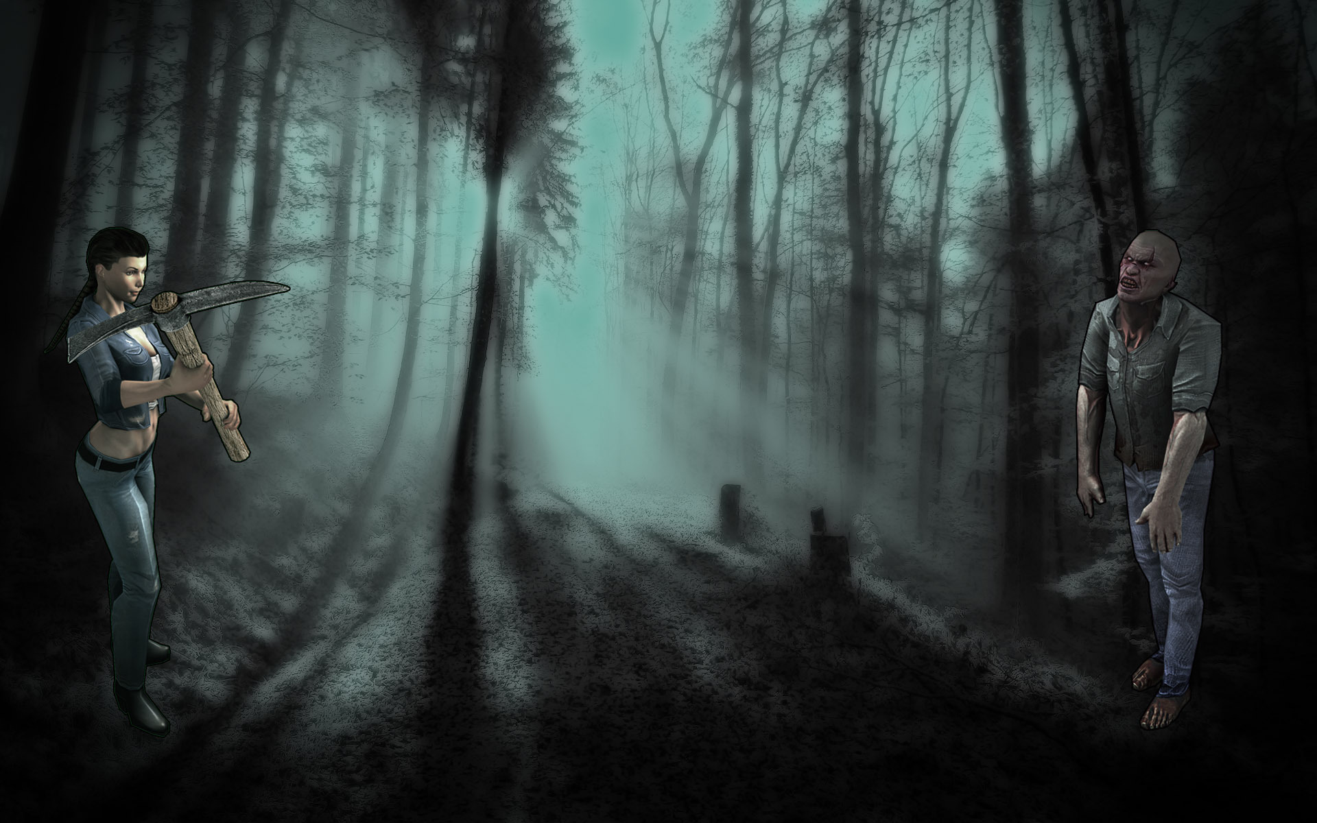 fondo de pantalla de 7 días para morir,oscuridad,bosque,árbol,humano,composición digital