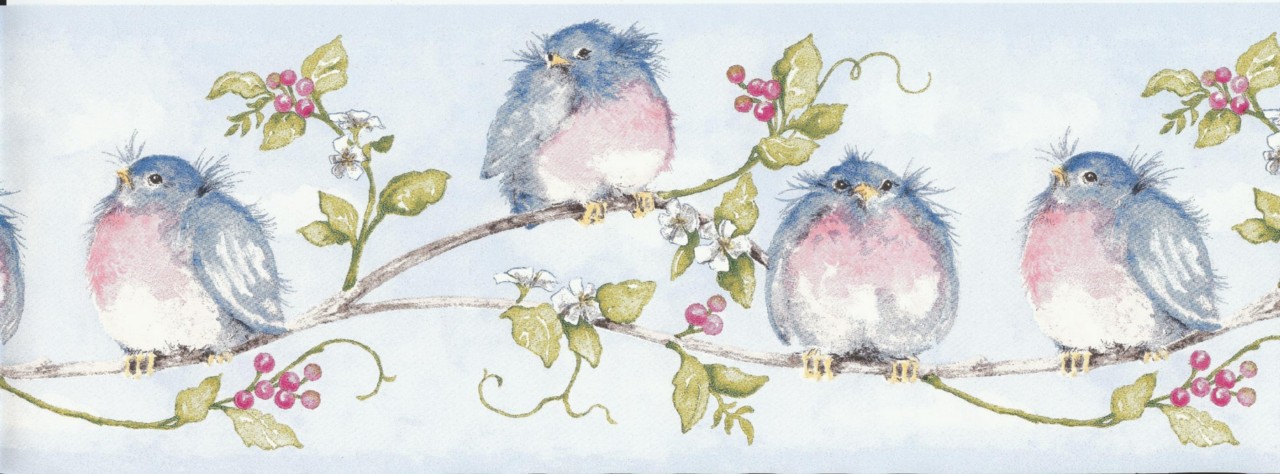 bird wallpaper border,bird,watercolor paint,songbird,european robin,perching bird