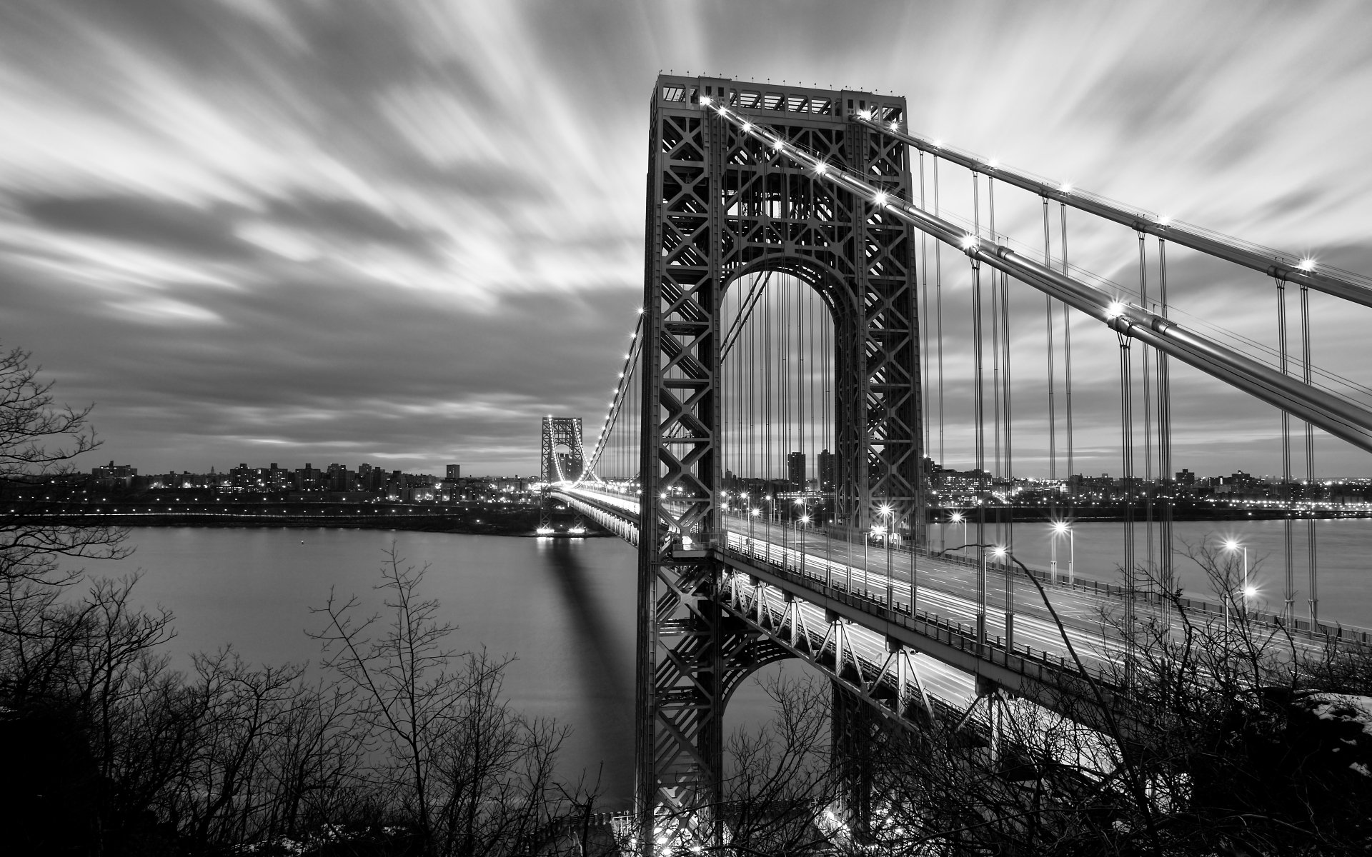 fondos de pantalla de george washington,puente,blanco,negro,en blanco y negro,agua