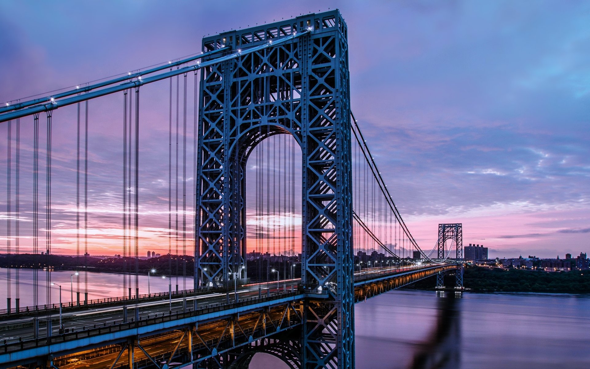 george washington wallpaper,bridge,sky,landmark,metropolitan area,skyway