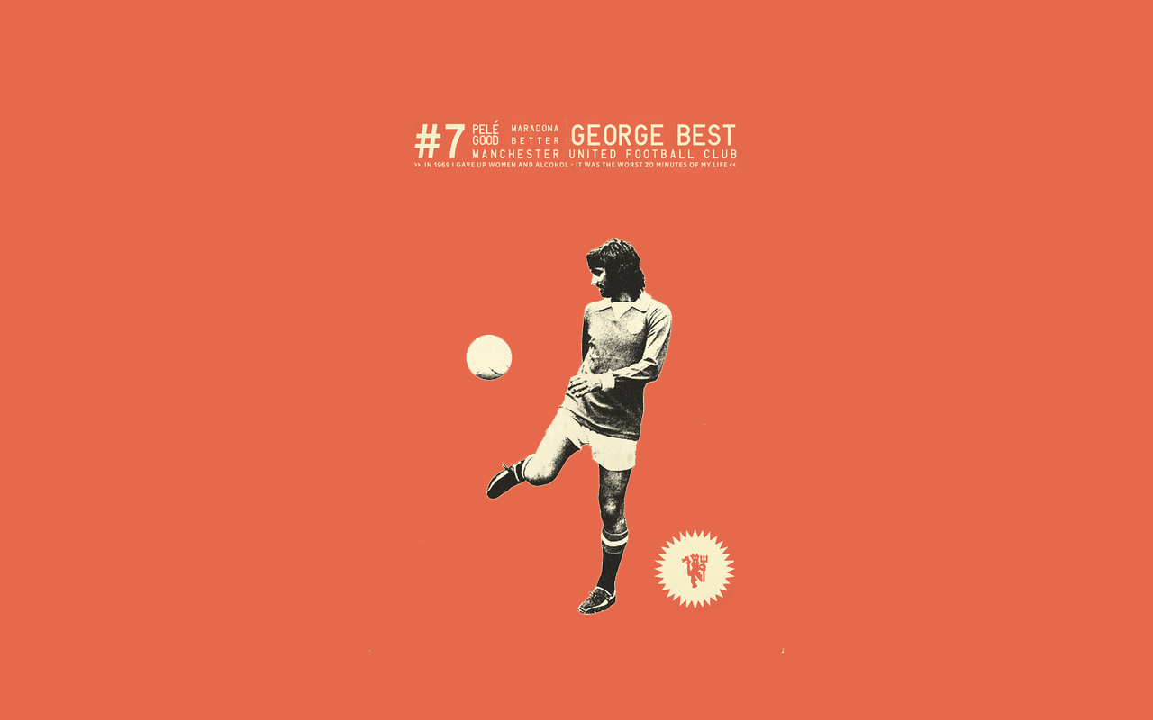 george best wallpaper,orange,font,illustration,player,sports equipment