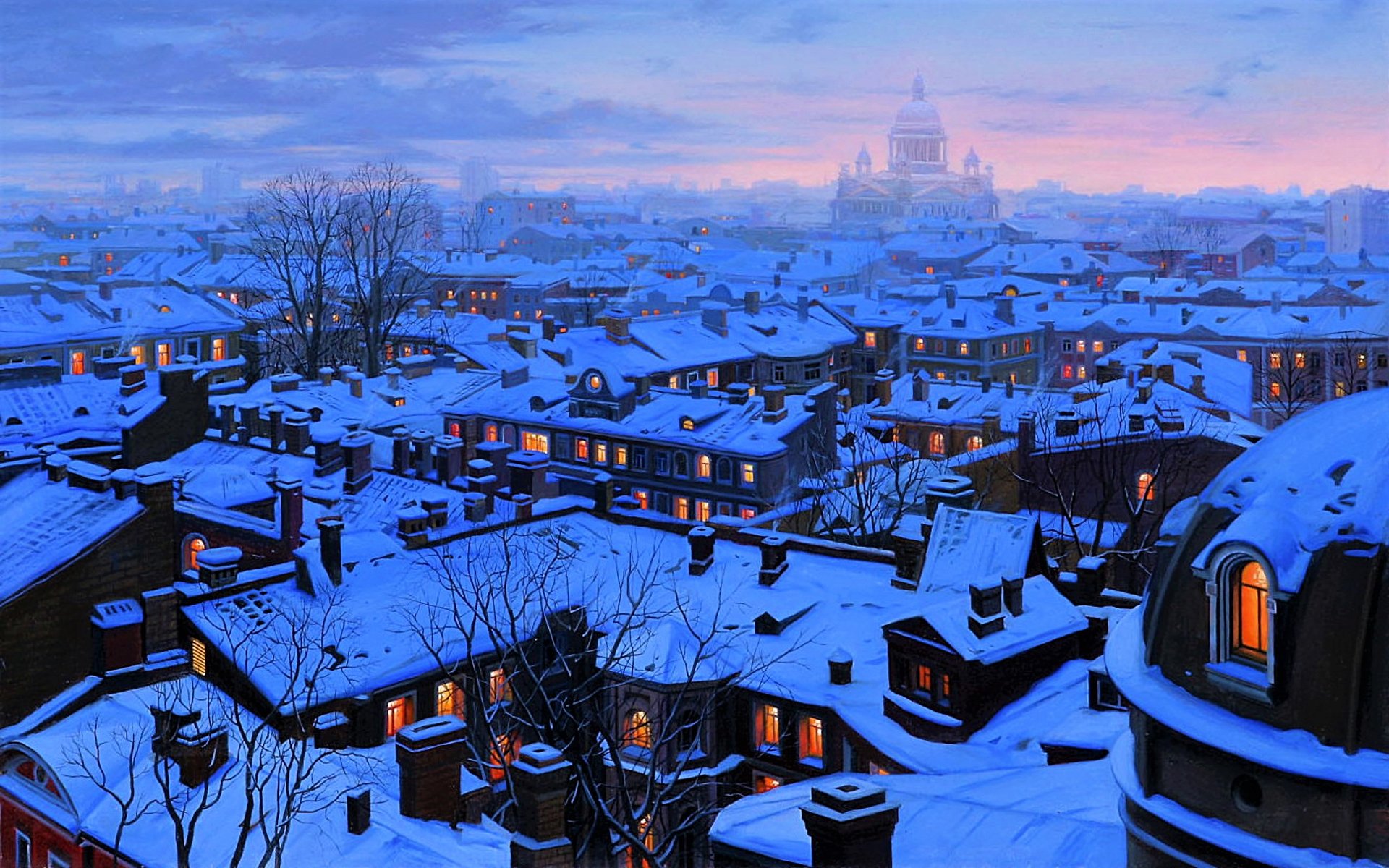세인트 벽지,겨울,눈,하늘,푸른,도시 풍경