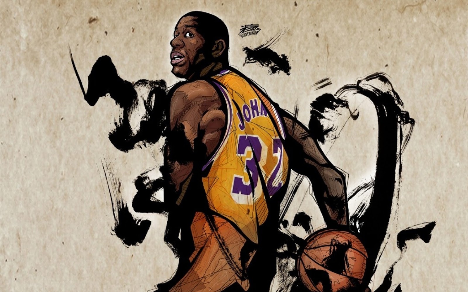 fondo de pantalla de magic johnson,jugador de baloncesto,baloncesto,arte,ilustración,movimientos de baloncesto