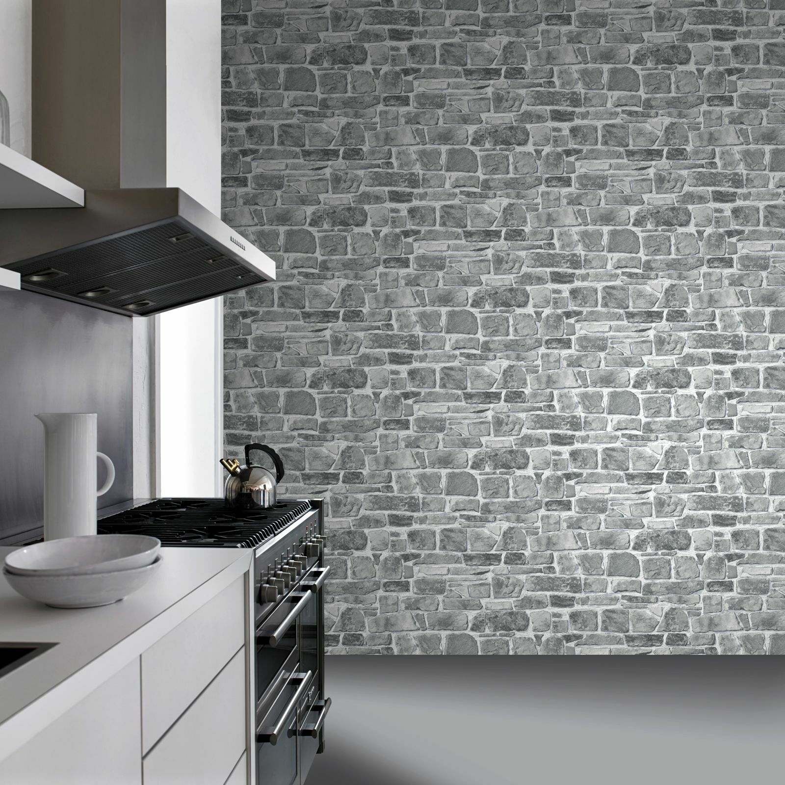 boys grey wallpaper,tile,countertop,white,wall,brick