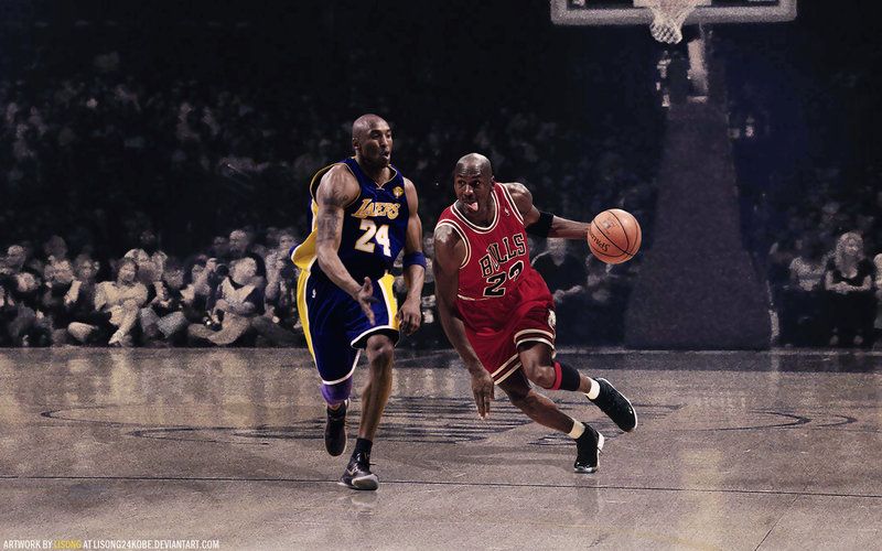 kobe and jordan wallpaper,sports,basketball player,basketball,basketball moves,ball game