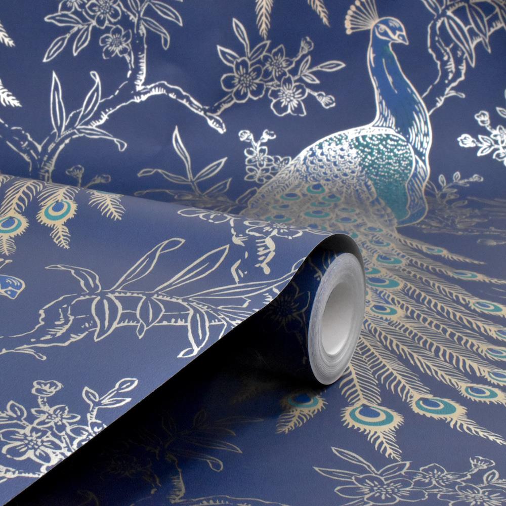 孔雀壁紙イギリス,青い,パターン,設計,壁紙,繊維