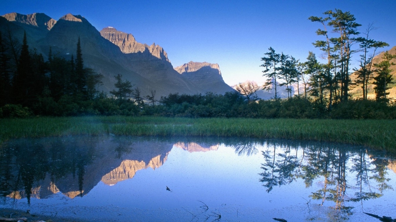 1366 x 768の解像度の壁紙,自然の風景,自然,反射,山,空