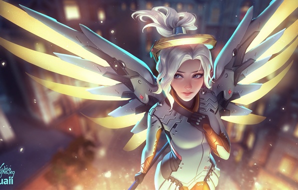 overwatch mercy wallpaper phone,cg artwork,anime,fictional character,sky,wing