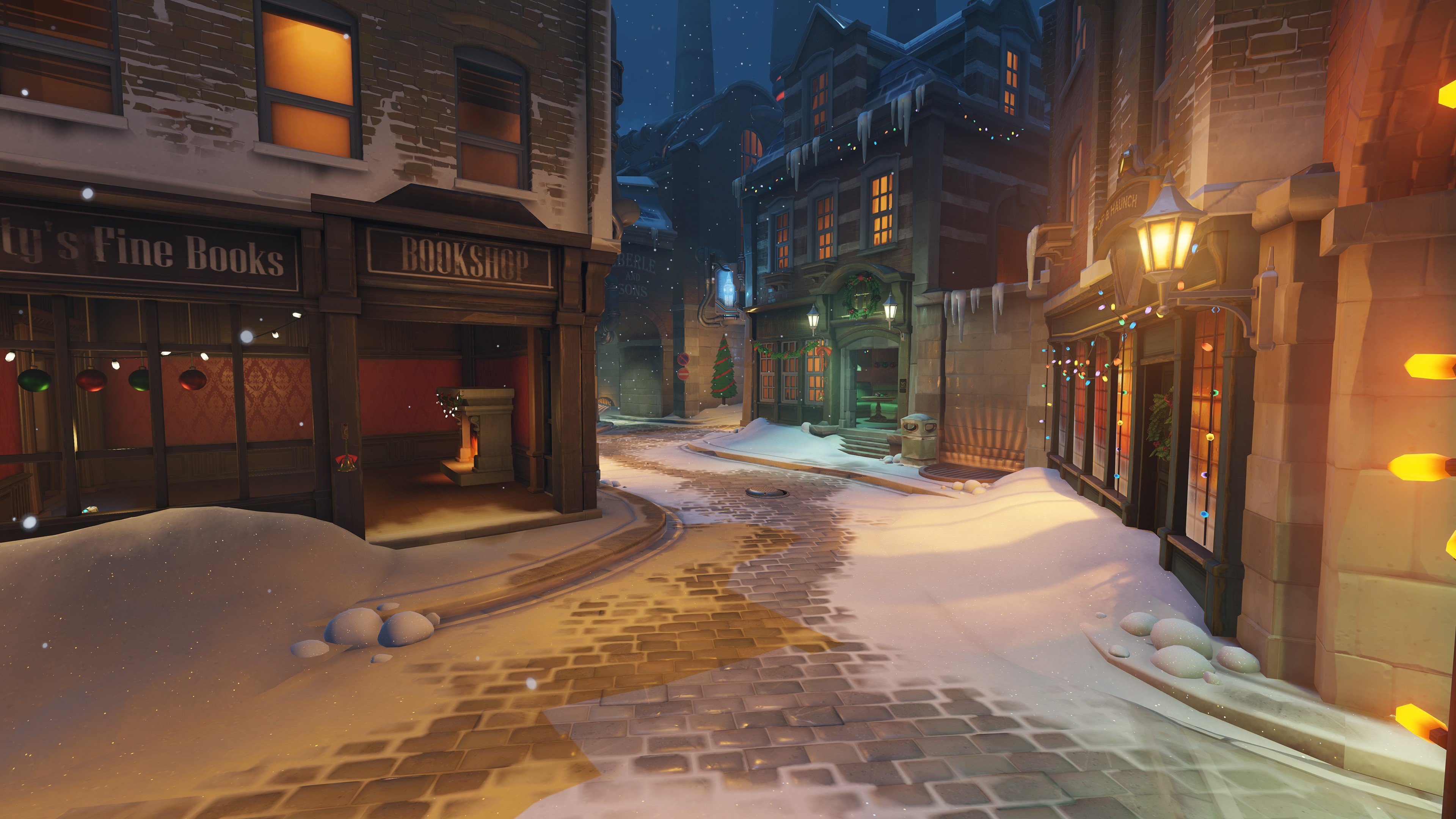 overwatch christmas wallpaper,town,alley,street,road,infrastructure