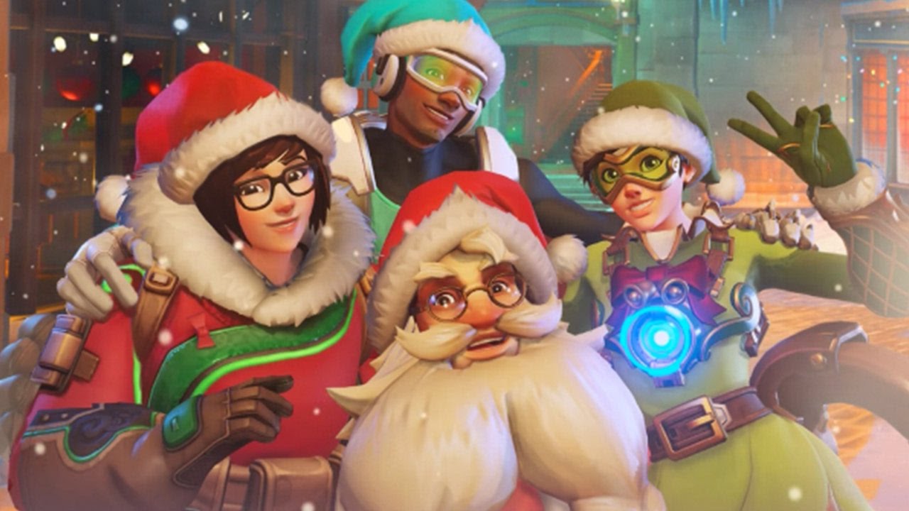 overwatch weihnachten wallpaper,animierter cartoon,karikatur,weihnachten,heiligabend,erfundener charakter