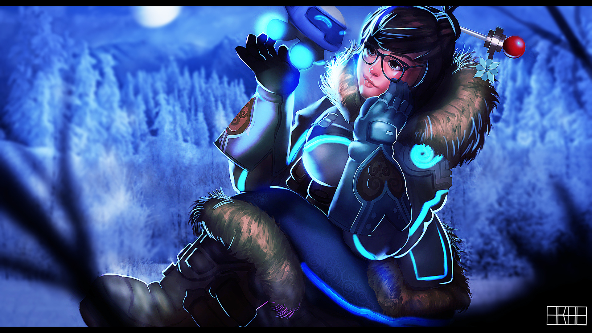 overwatch mei wallpaper,cg kunstwerk,erfundener charakter,illustration,schwarzes haar,animation