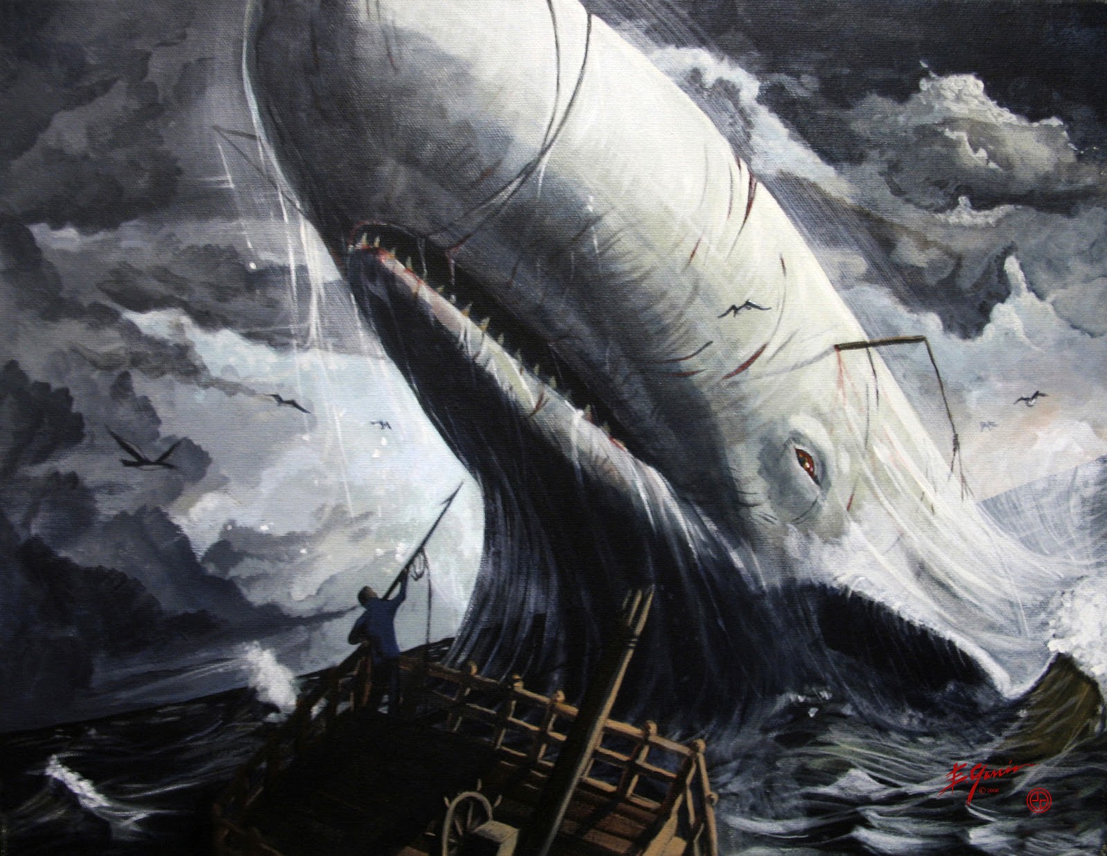 moby dick wallpaper,cg artwork,blue whale,illustration,marine mammal,painting