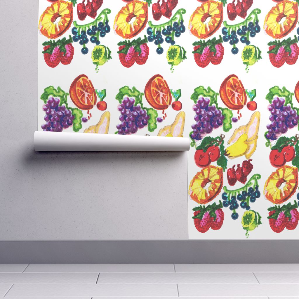 willy wonka lickable wallpaper,textile,plant,pattern,fruit,wallpaper
