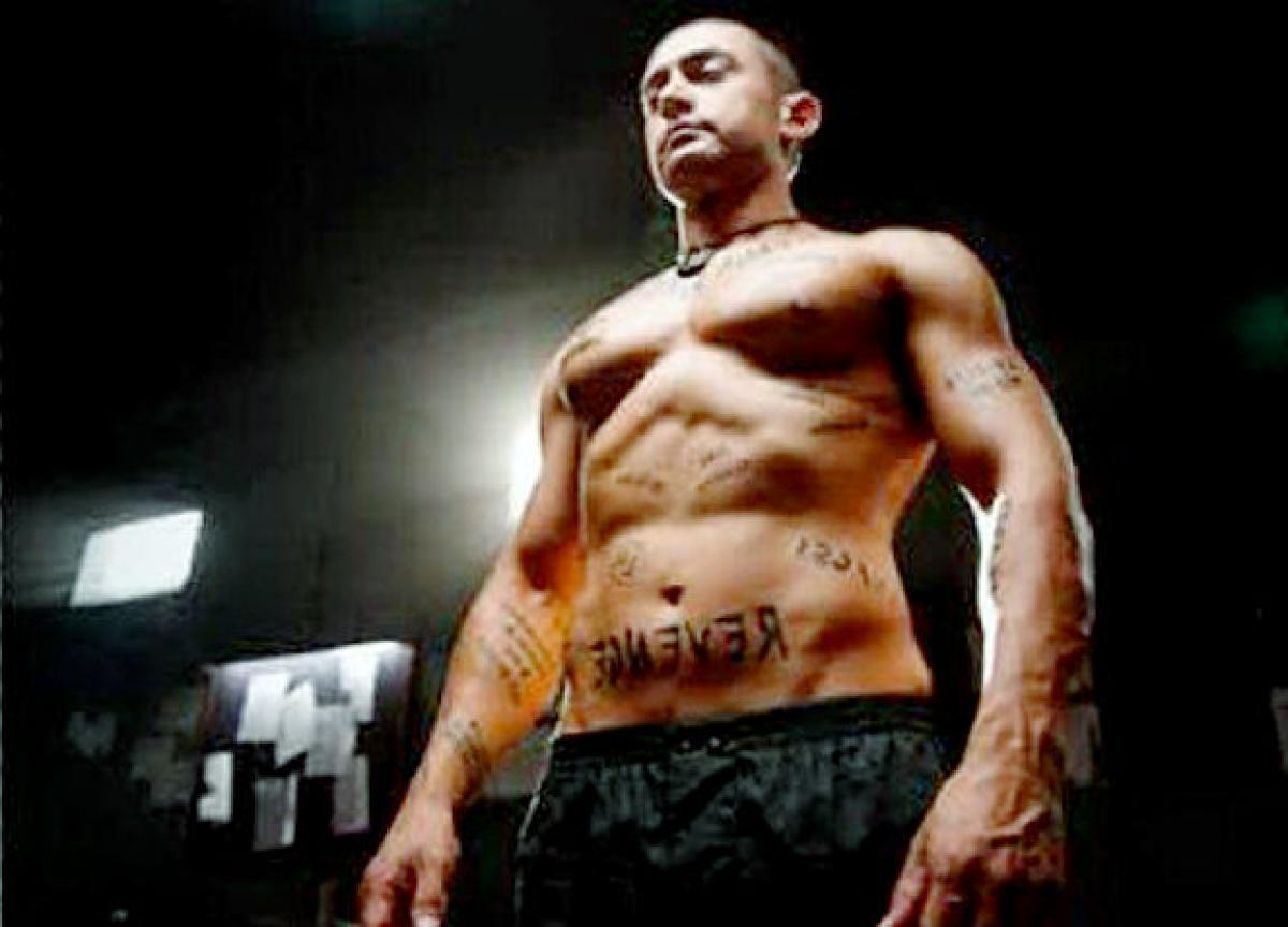 ghajini hd wallpaper,barechested,muscle,abdomen,chest,bodybuilding