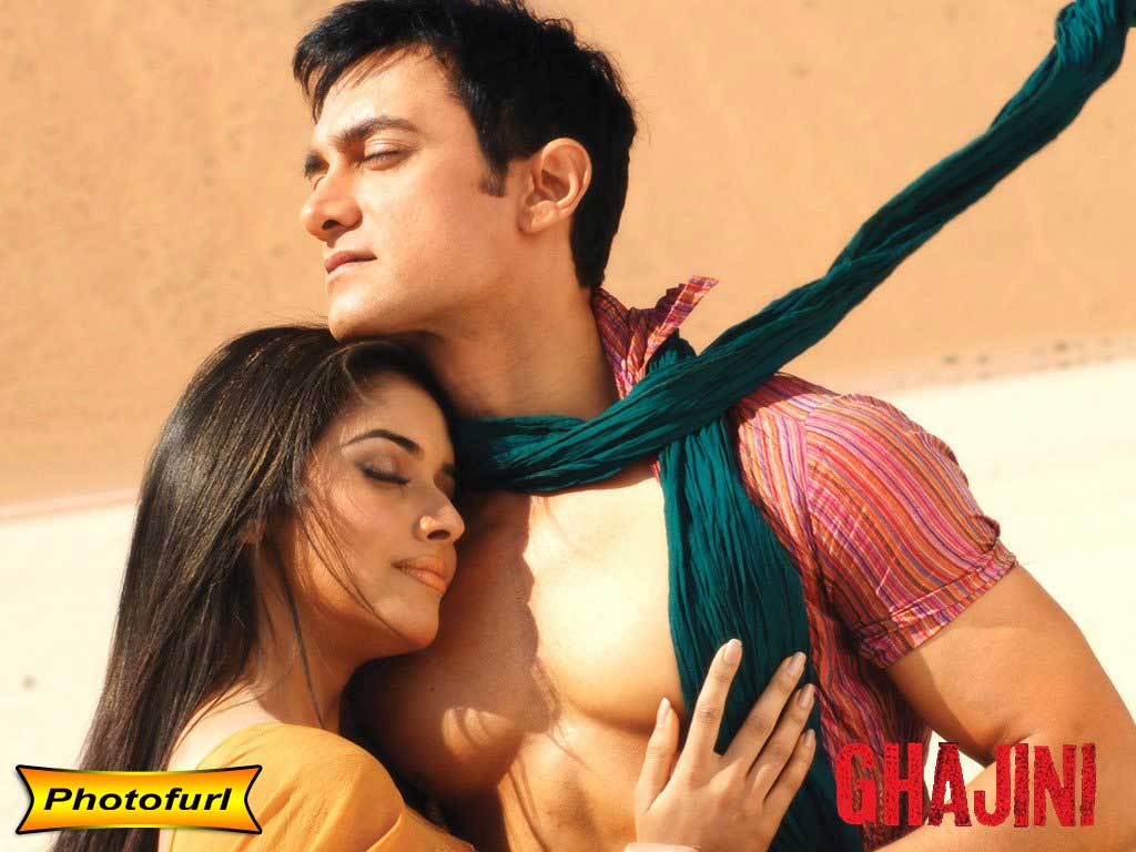 ghajini hd wallpaper,romance,abdomen,black hair,neck,muscle