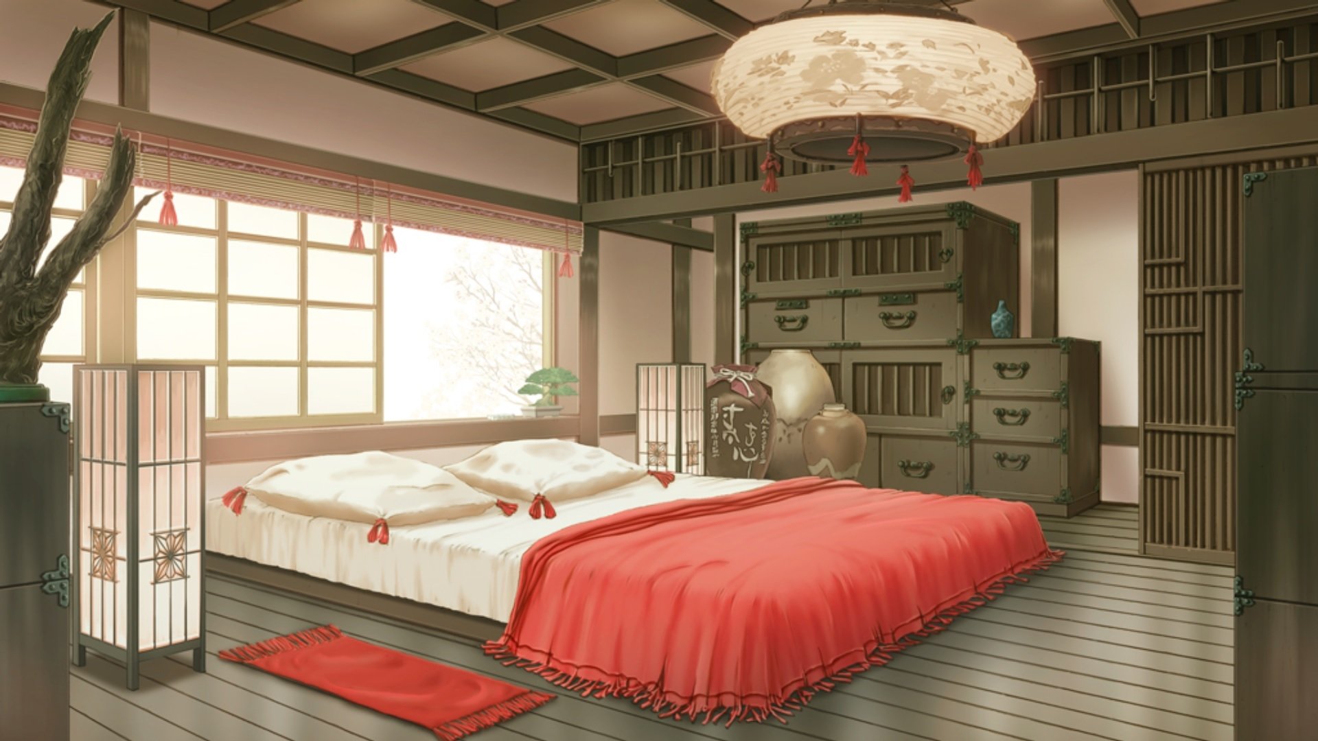 anime room wallpaper,bedroom,bed,furniture,room,interior design