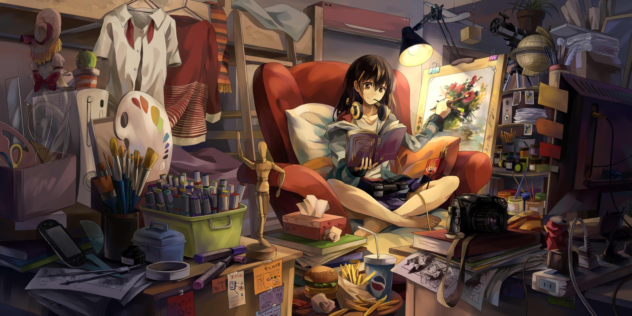 anime room wallpaper,art,illustration,animation,city