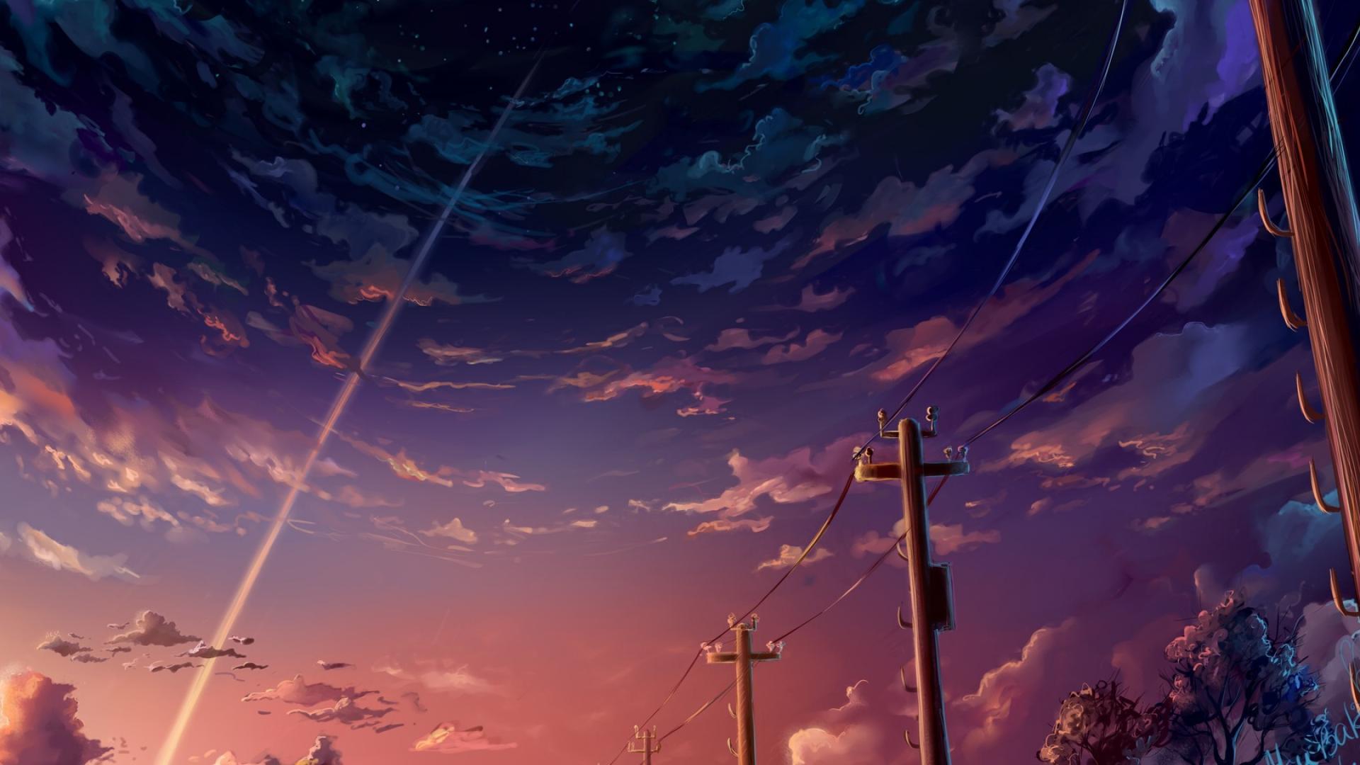 imagenes tapeten anime,himmel,wolke,blau,atmosphäre,nachglühen