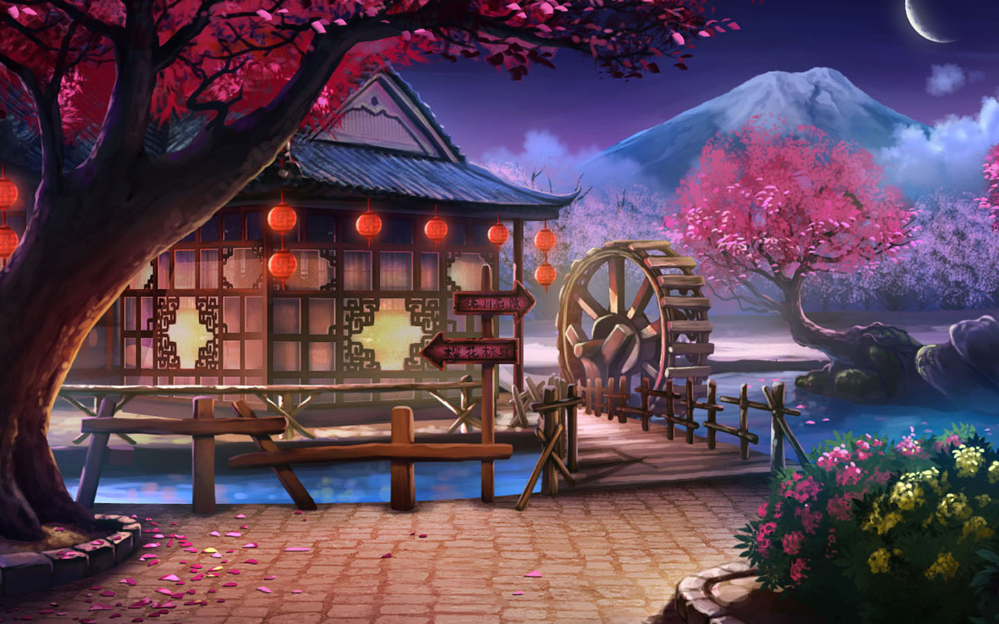 fondo de pantalla de anime 1440x900,naturaleza,escenario teatral,paisaje natural,árbol,cielo
