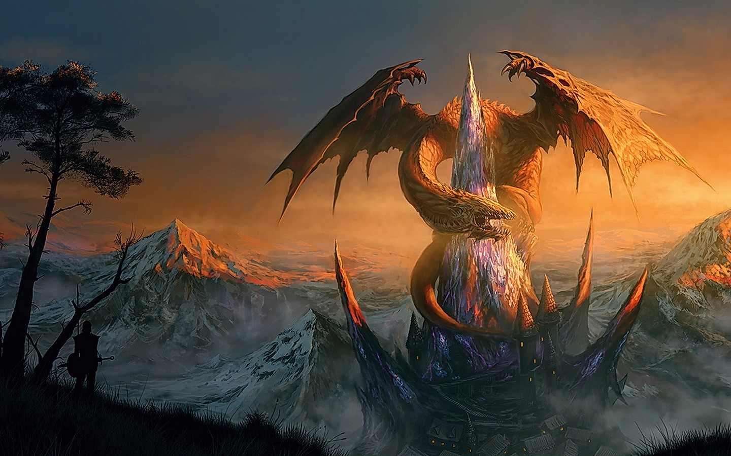 anime wallpaper 1440x900,dragon,cg artwork,mythology,geological phenomenon,fictional character