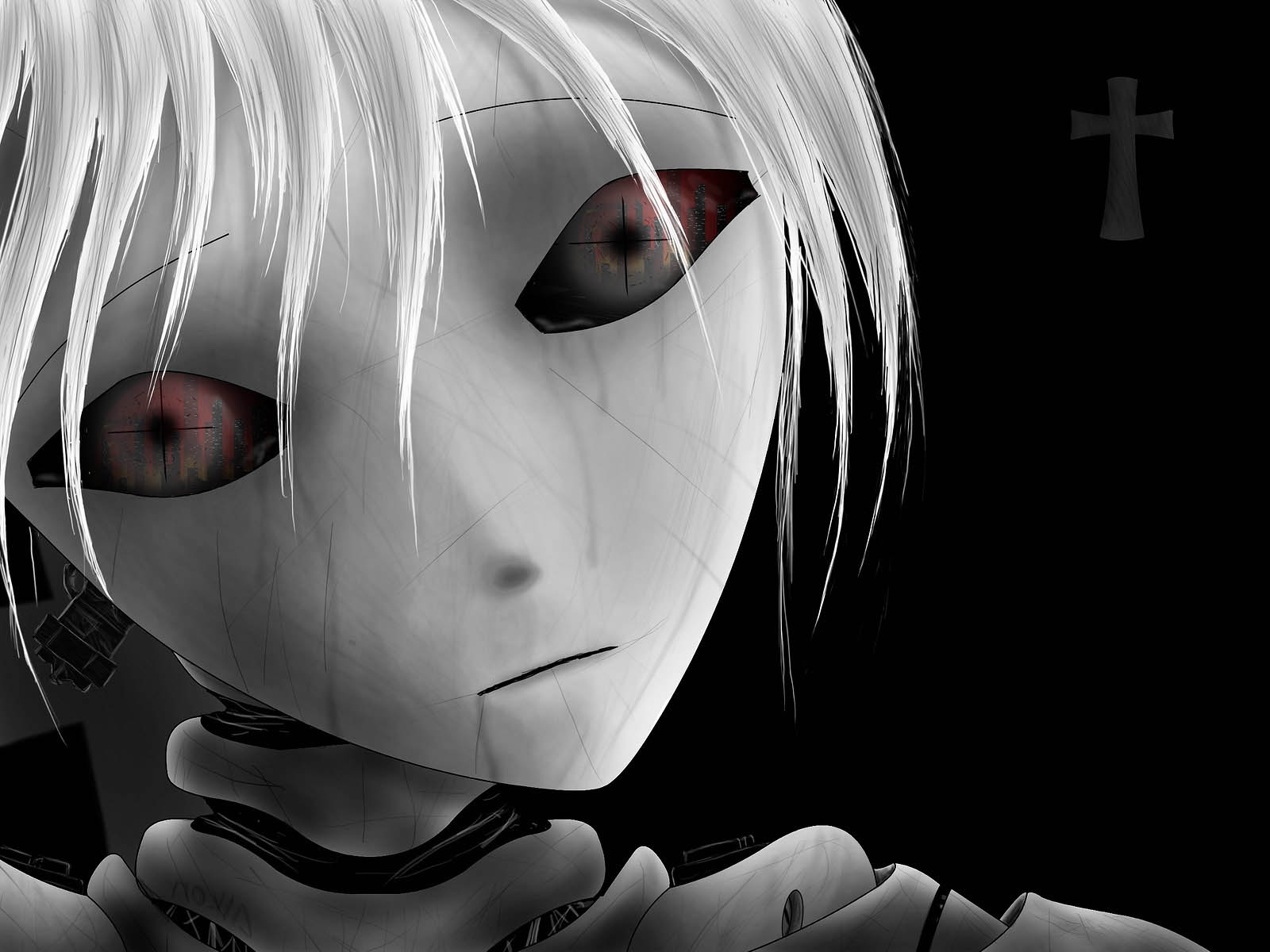 best anime girl wallpaper,face,white,monochrome,black and white,cg artwork