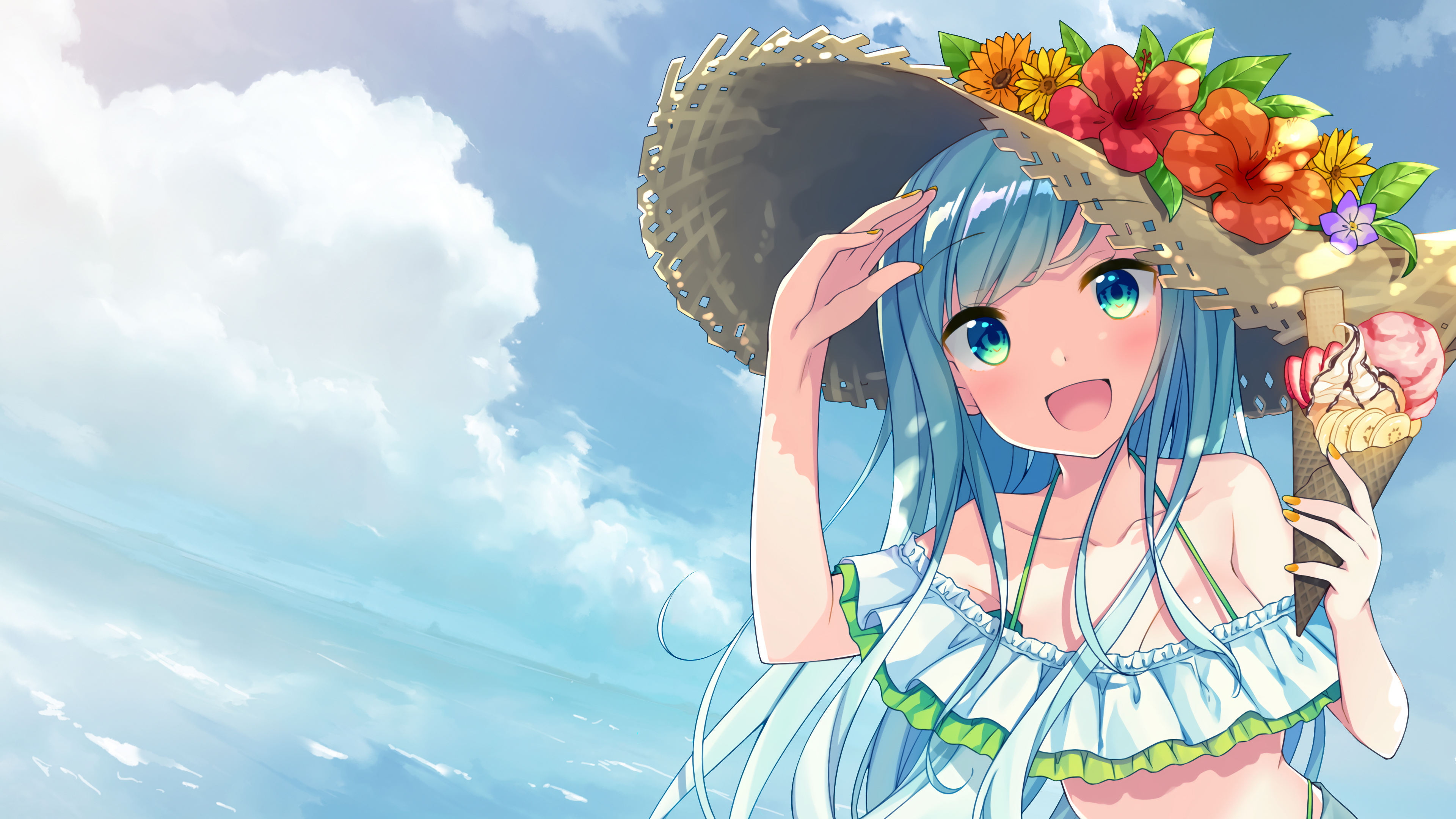 summer anime wallpaper,cartoon,anime,sky,cg artwork,summer