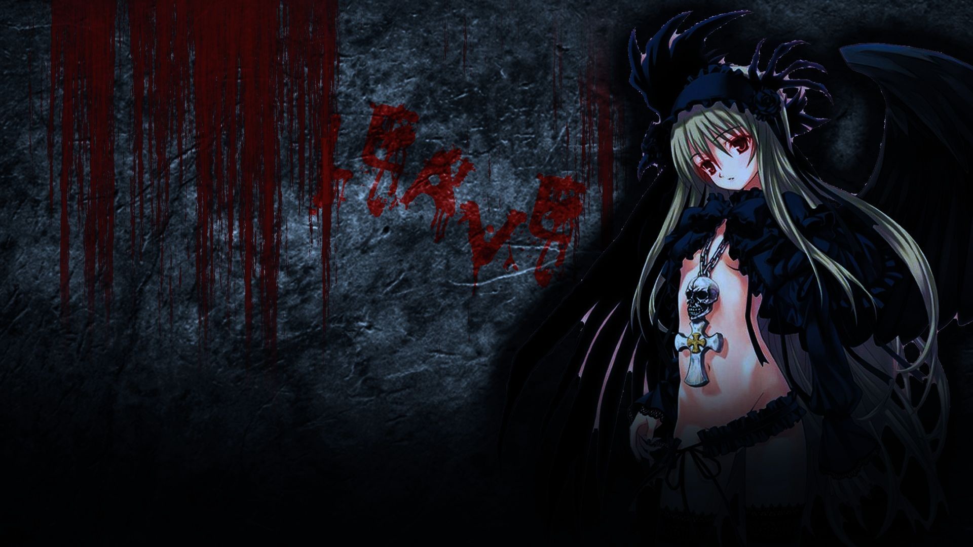 dark anime wallpaper hd,darkness,red,black hair,cg artwork,goth subculture