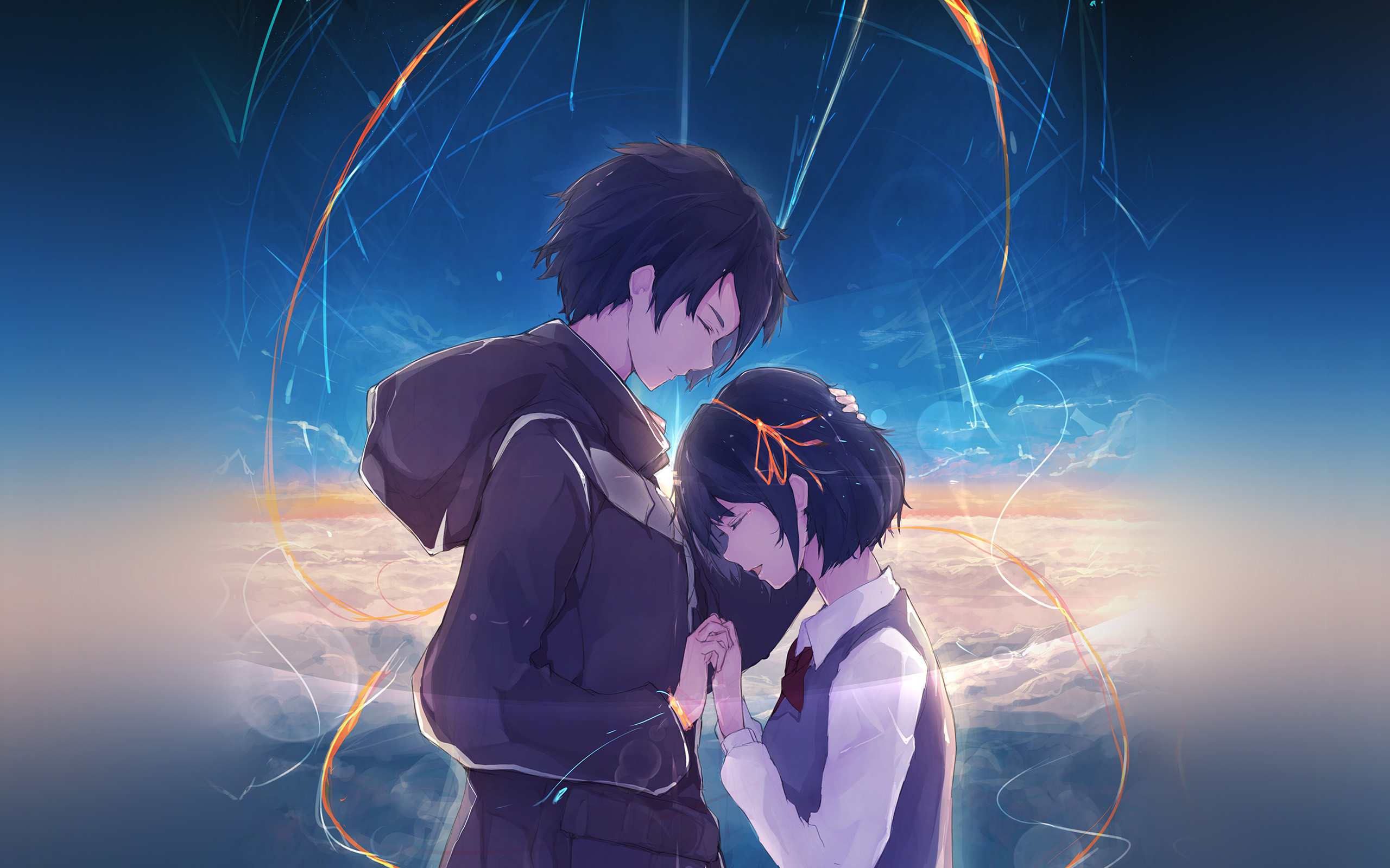 anime drawing wallpaper,sky,anime,interaction,romance,cg artwork