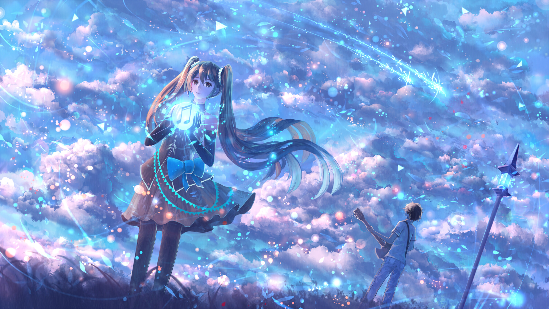anime world wallpaper,cg artwork,sky,anime,mythology,fictional character