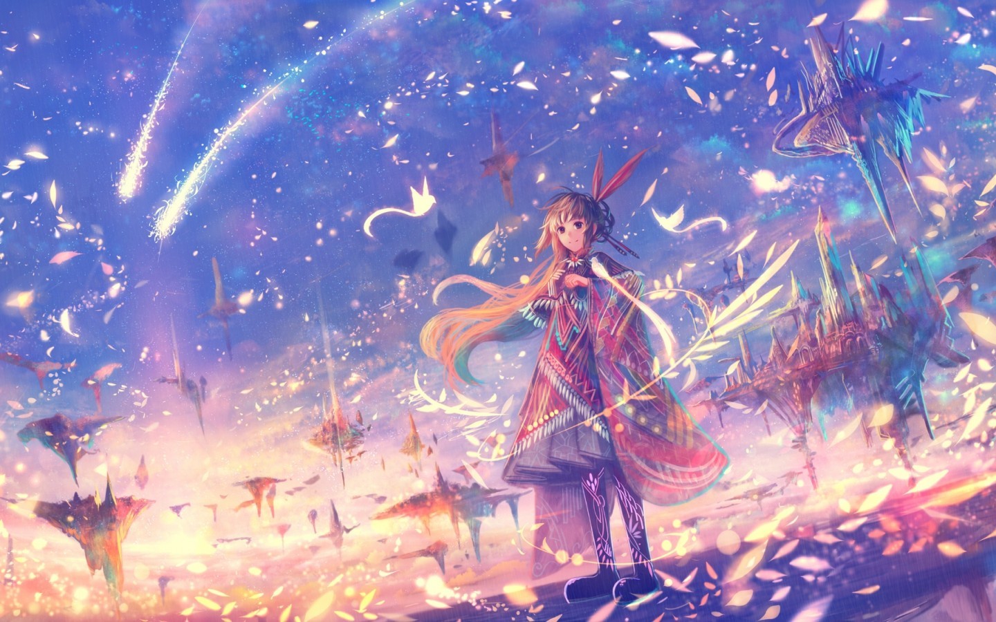 anime world wallpaper,cg artwork,sky,illustration,fictional character,art