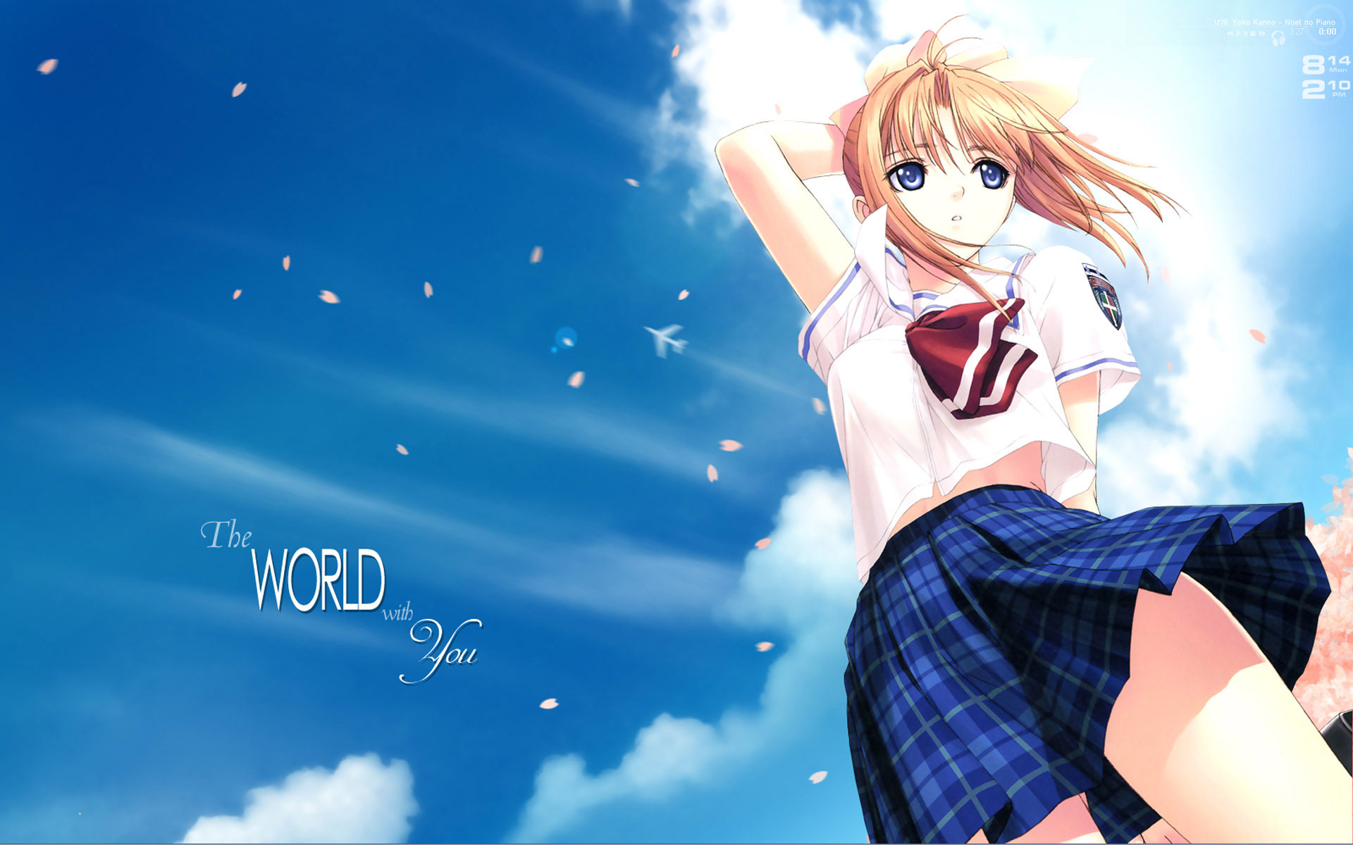 cute anime girl sfondi hd,cartone animato,anime,cielo,cg artwork,capelli castani