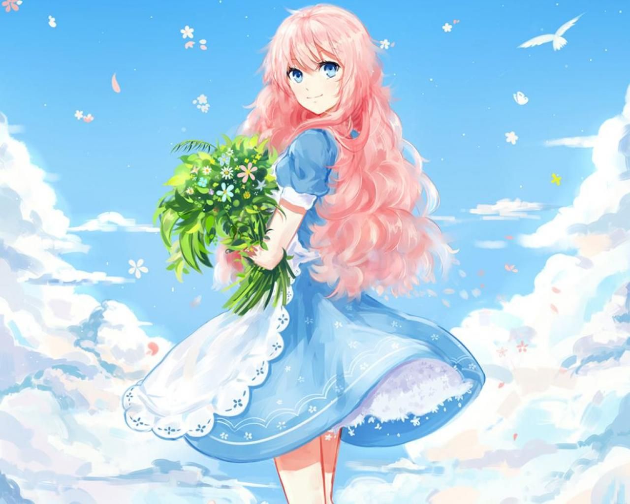 nice anime wallpaper,cartoon,anime,illustration,fictional character,plant