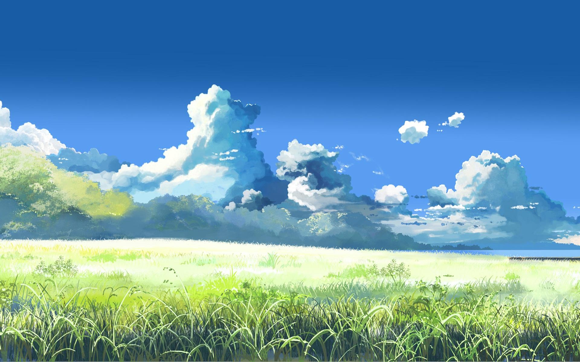 anime landschaft tapete,himmel,natürliche landschaft,natur,tagsüber,wolke