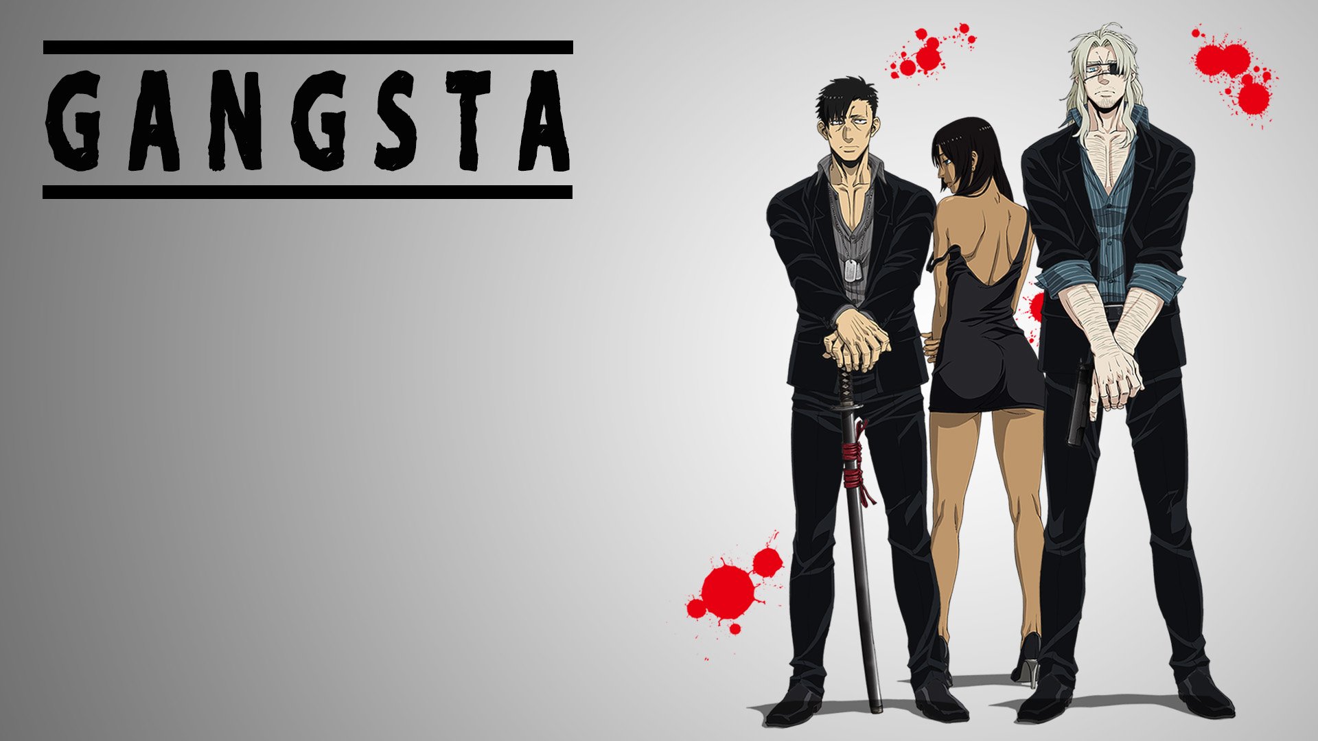 gangsta anime wallpaper,fashion,suit,font,formal wear,illustration