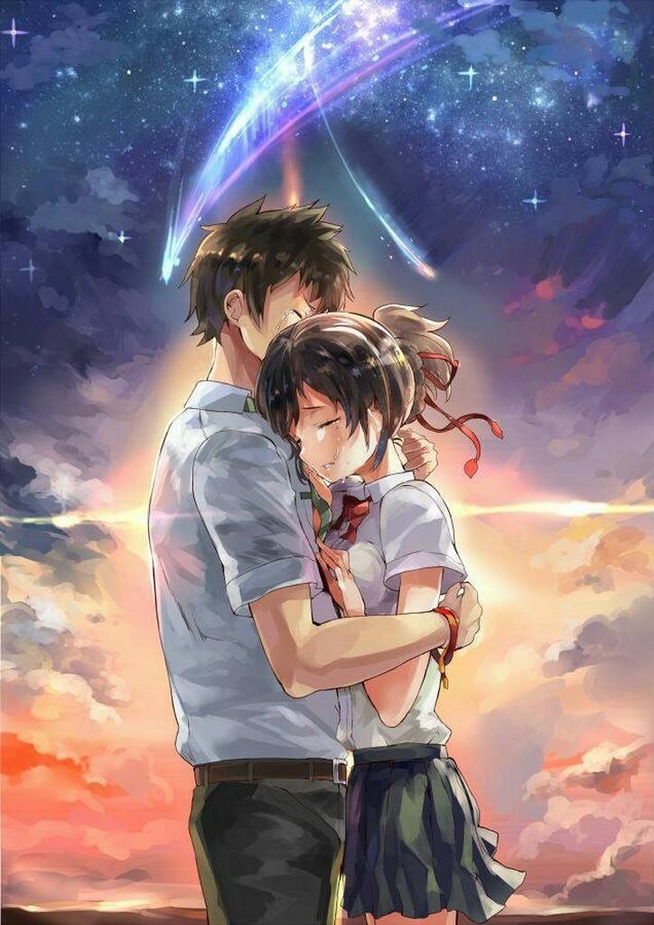 tapete anime paar,himmel,anime,romantik,interaktion,cg kunstwerk