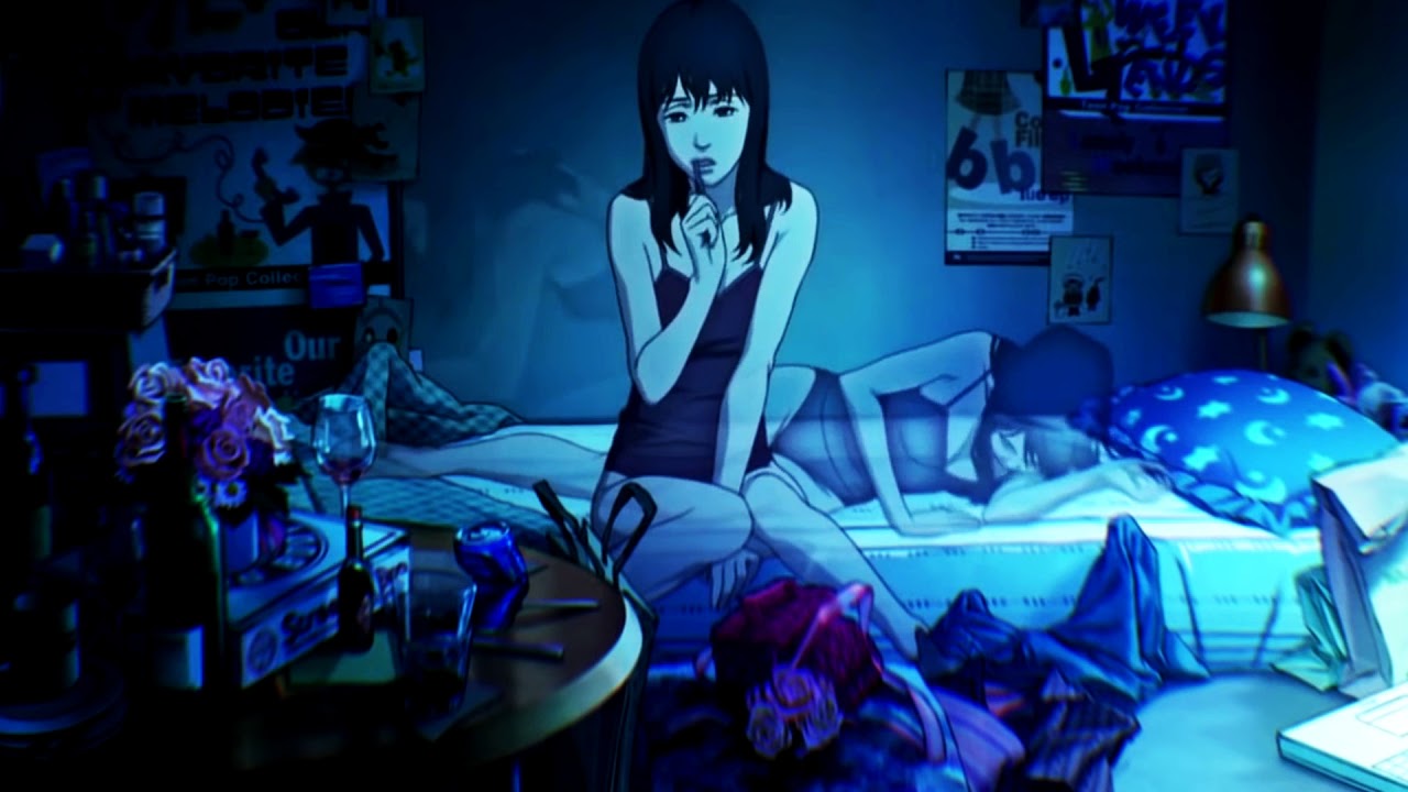 fondos de pantalla anime hd 1080p,azul,púrpura,cabello negro,cg artwork,anime