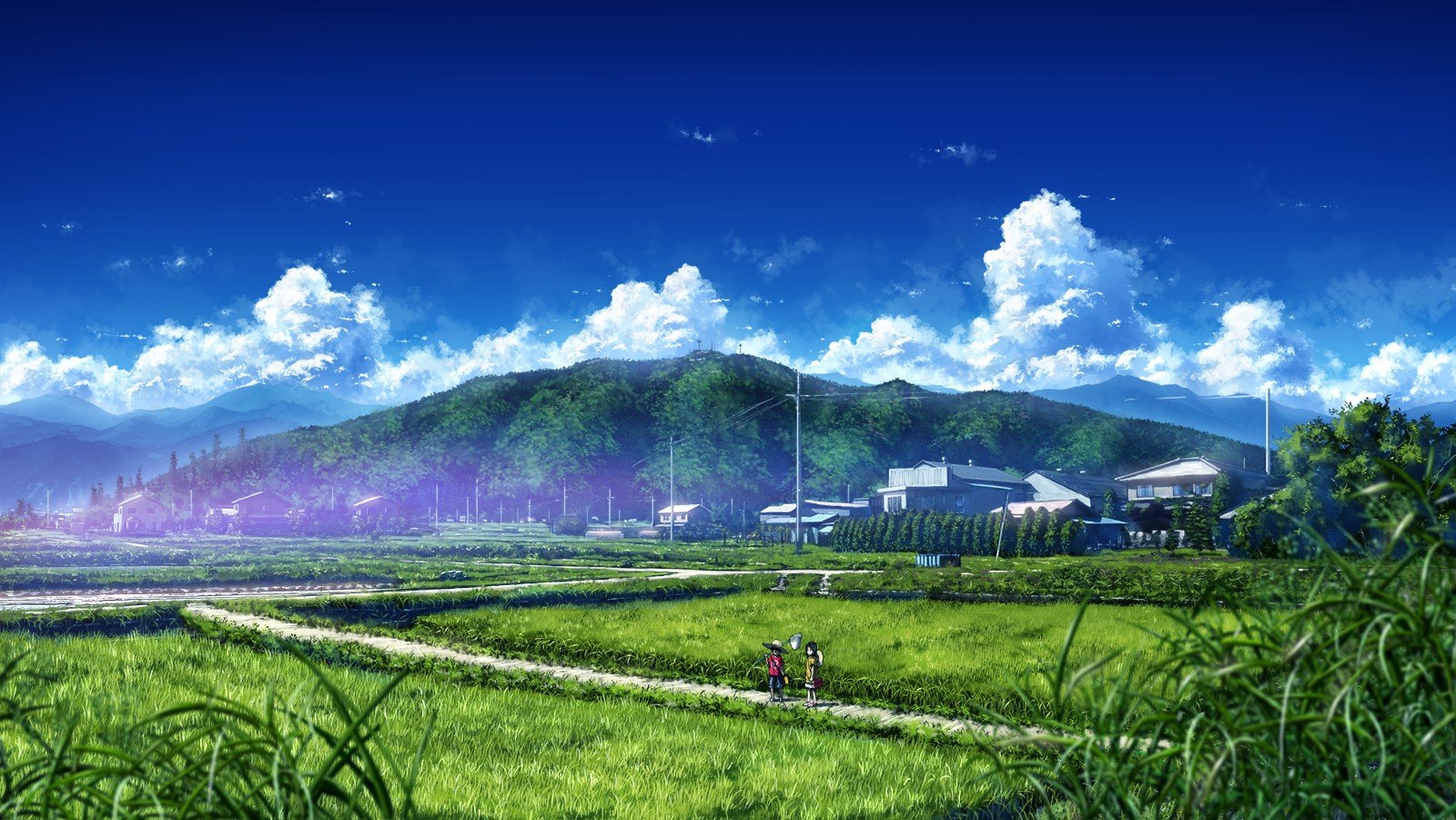 anime nature wallpaper,nature,sky,natural landscape,grassland,green