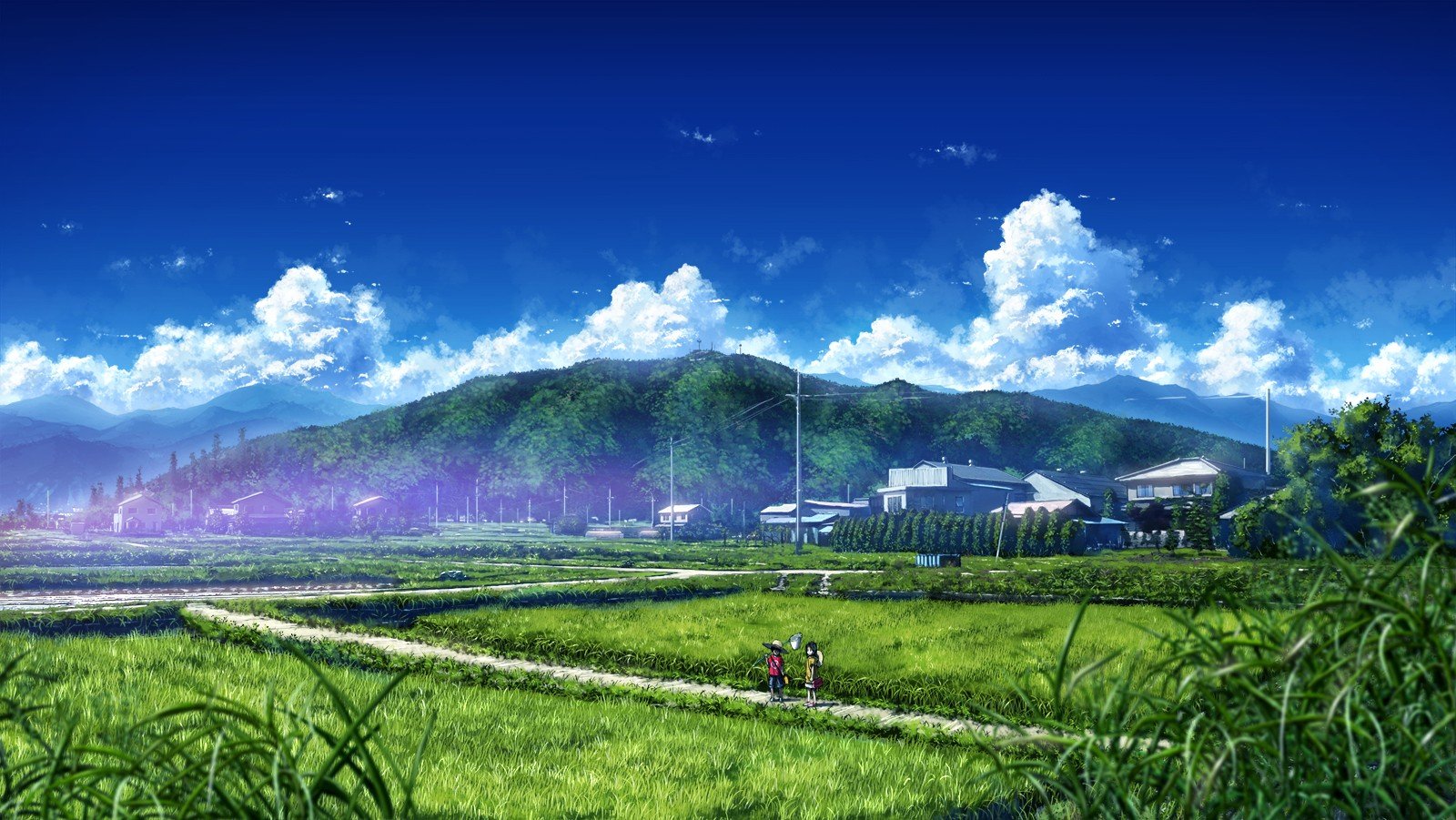 アニメ自然の壁紙,自然,空,自然の風景,草原,緑