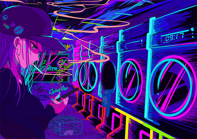 anime portrait wallpaper,purple,light,visual effect lighting,violet,neon